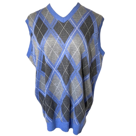 TRUE ROCK Other - True Rock Big Man’s Izod Style Cerulean Periwinkle Blue Gray Vest 4X Cotton/Poly